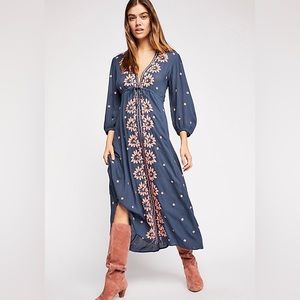 Free People embroidered fable midi dress